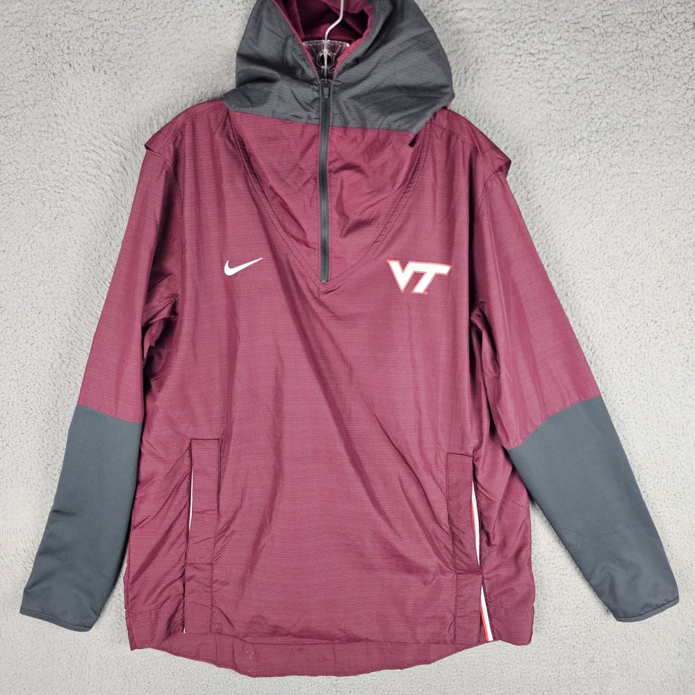 Nike Jacket Mens L Virginia Tech Hokies On-Field Half Zip Hooded Windbreaker
